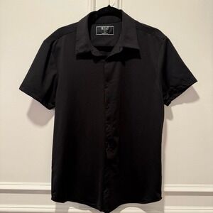 BYLT Premium Basics‎ Shirt Men's Large Black Executive Fit Short Sleeve